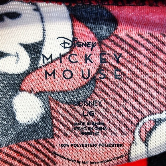 Disney Mickey Mouse Christmas Pajamas Large Red Black Plaid Minky Plush NWT NEW - Picture 5 of 10